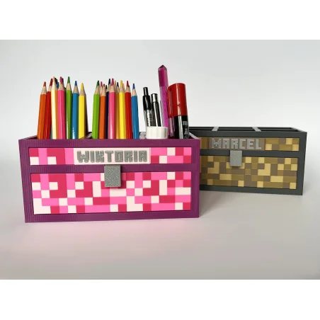 Organizer z imieniem na biurko w stylu Minecraft