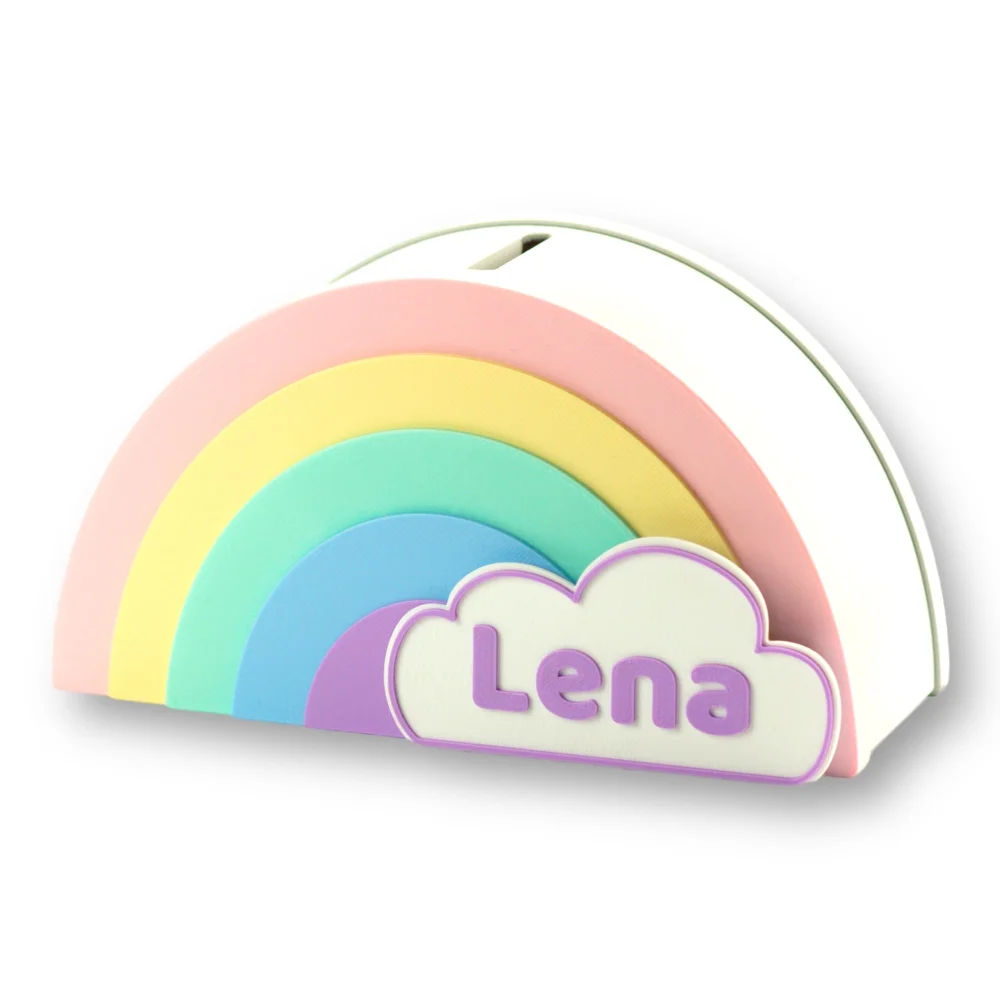 Rainbow Piggy Bank for Kids with Name BIO