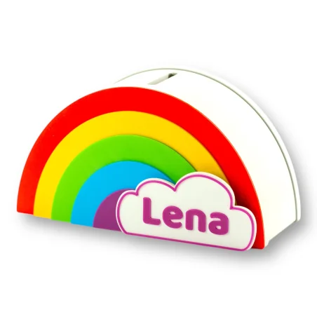 Rainbow Piggy Bank for Kids with Name BIO