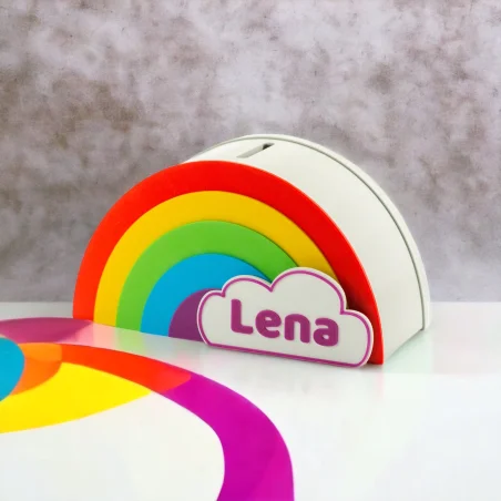 Rainbow Piggy Bank for Kids with Name BIO