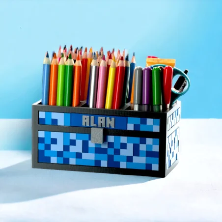 Organizer z imieniem na biurko w stylu Minecraft