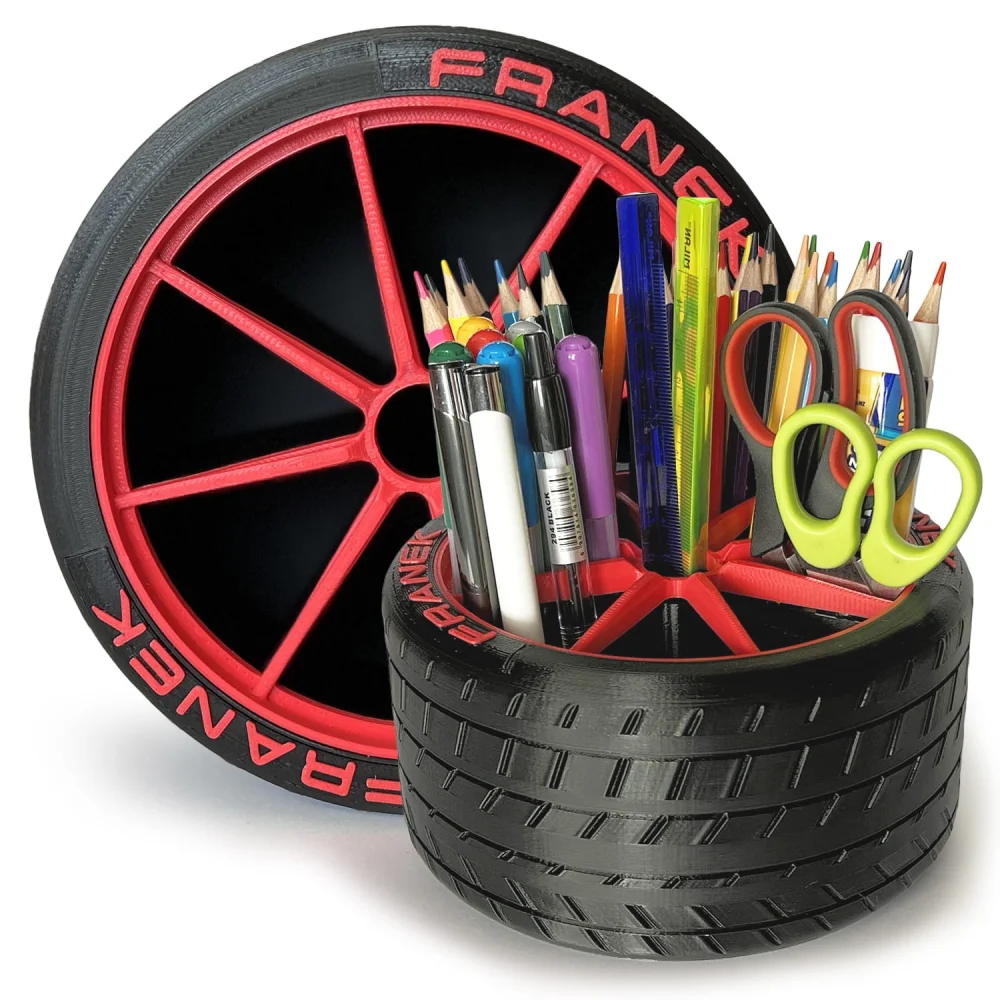 Desk Organizer Tire Crayon Holder for Young Car Enthusiasts