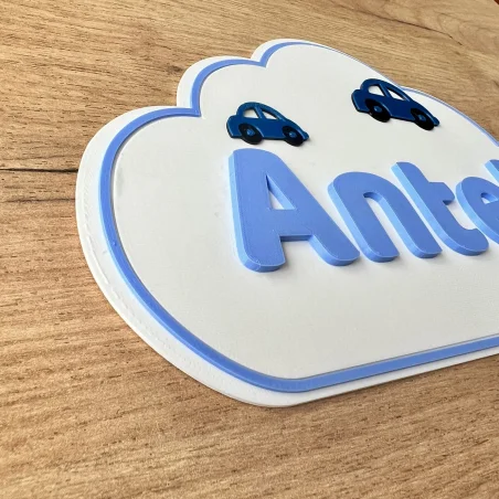 3D Cloud Name Plaque for Wall/Door