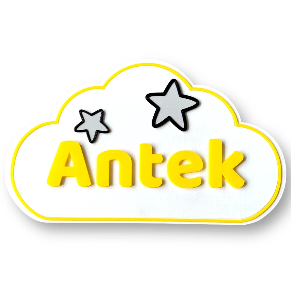 Tabliczka na ścianę/drzwi z imieniem chmurka 3D