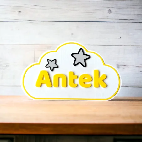 3D Cloud Name Plaque for Wall/Door