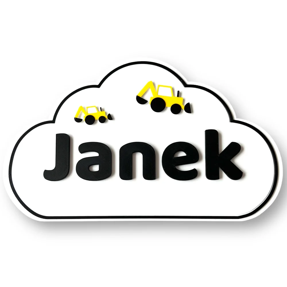 Tabliczka na ścianę/drzwi z imieniem chmurka 3D