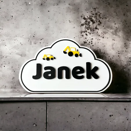 3D Cloud Name Plaque for Wall/Door