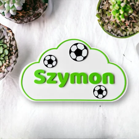 Tabliczka na ścianę/drzwi z imieniem chmurka 3D