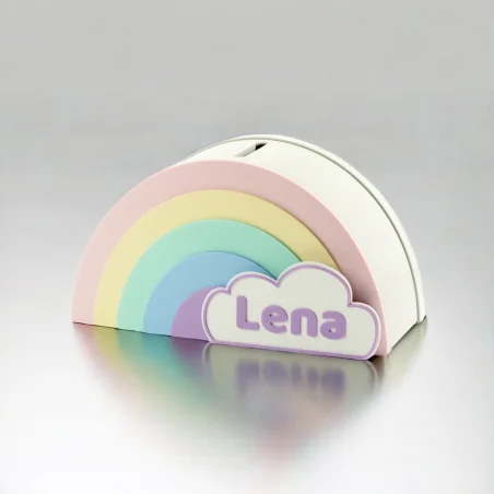 Rainbow Piggy Bank for Kids with Name BIO