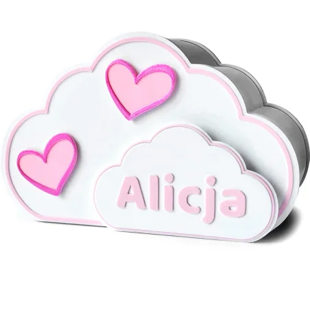 Cloud piggy bank for children with a name
