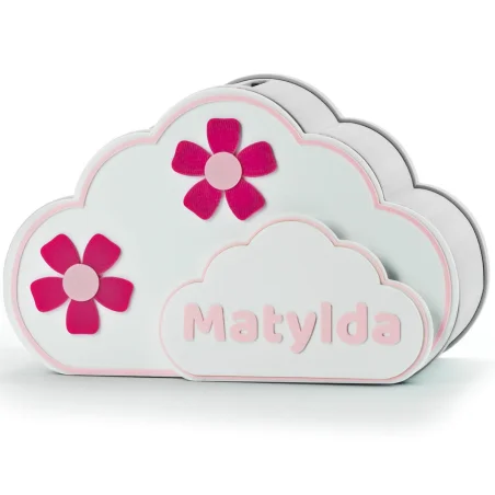 Cloud piggy bank for children with a name