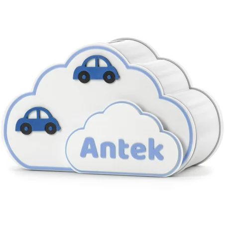 Cloud piggy bank for children with a name