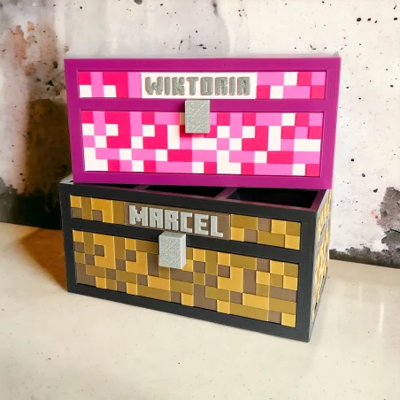 Organizer z imieniem na biurko w stylu Minecraft