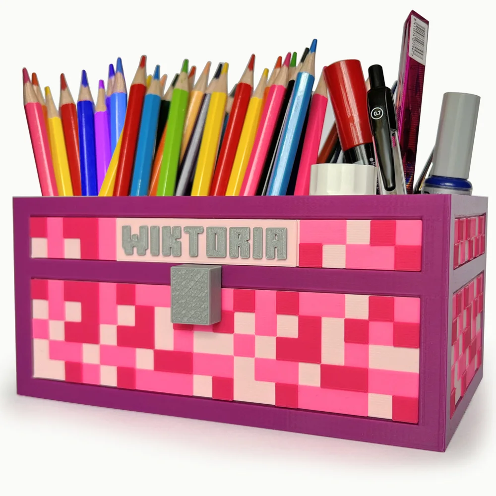 Organizer z imieniem na biurko w stylu Minecraft