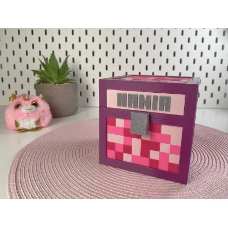 Pudełko XL z imieniem w stylu Minecraft