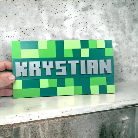 Tabliczka na ścianę/drzwi w stylu Minecraft 3D