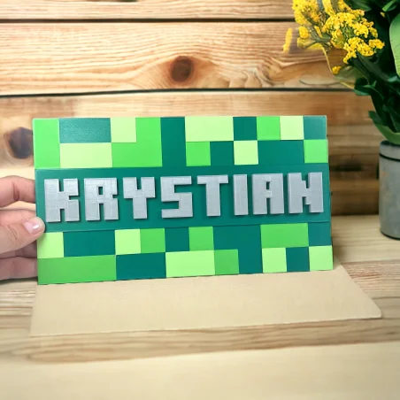 Wall/Door Sign in 3D Minecraft Style