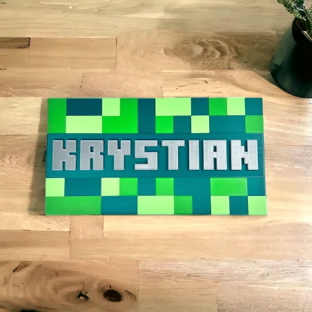 Wall/Door Sign in 3D Minecraft Style