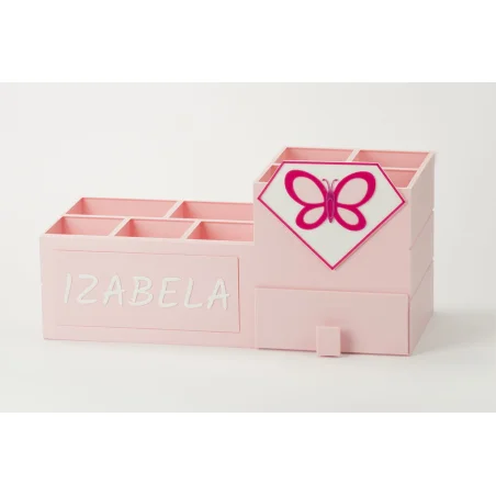 XL Desk Organizer with Drawer and Child's Name Crayon Holder