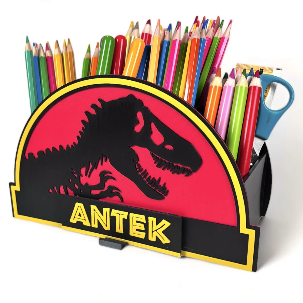 Desk Organizer with Name in Jurassic Style