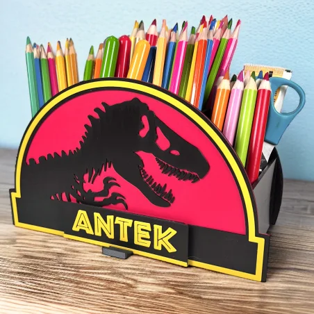 Organizer na biurko z imieniem w stylu Jurassic