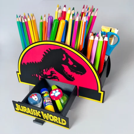 Desk Organizer with Name in Jurassic Style