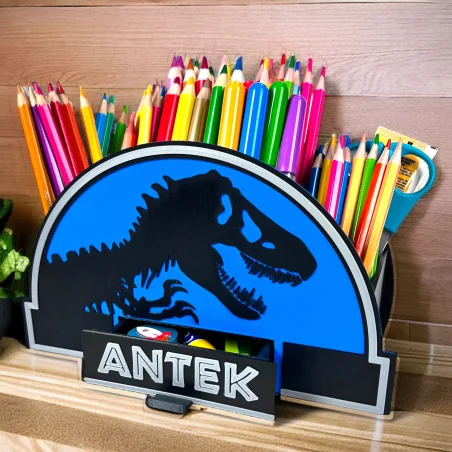 Desk Organizer with Name in Jurassic Style