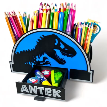 Desk Organizer with Name in Jurassic Style