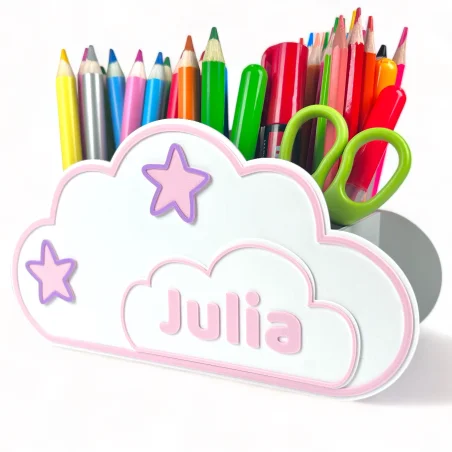 Cloud Crayon Holder with Name Desk Organizer