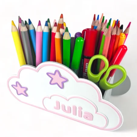 Cloud Crayon Holder with Name Desk Organizer