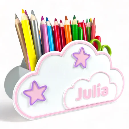 Cloud Crayon Holder with Name Desk Organizer