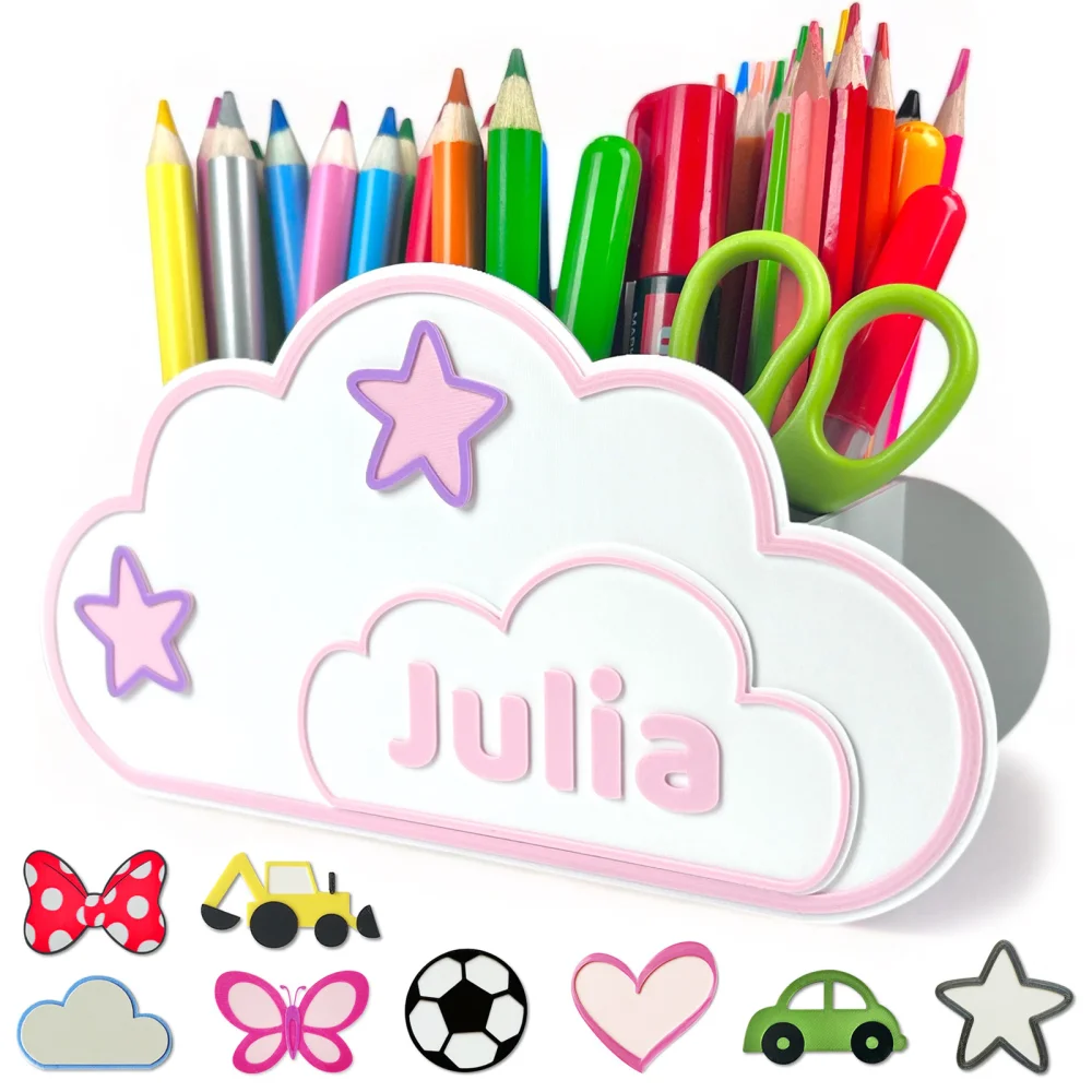 Cloud Crayon Holder with Name Desk Organizer