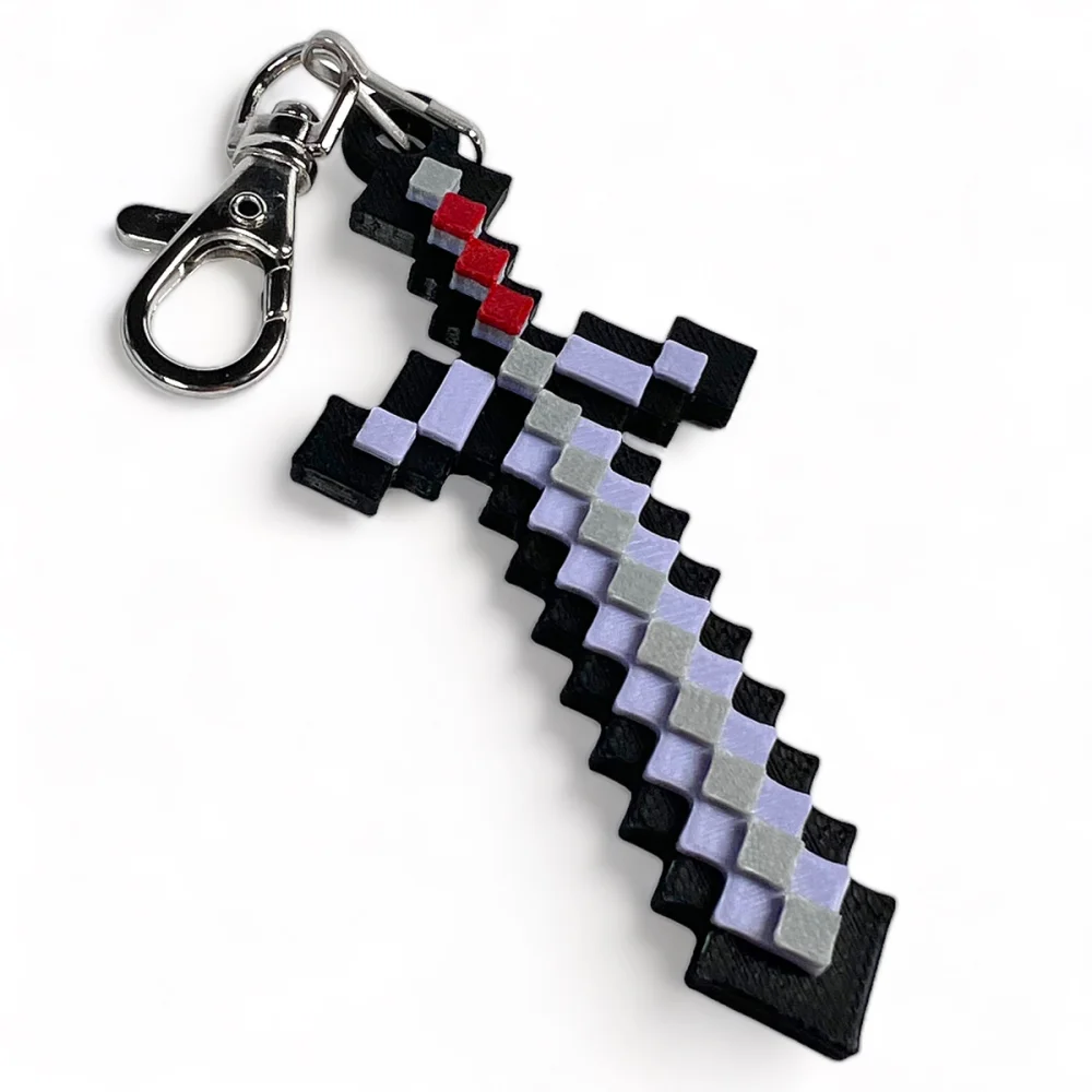 Brelok do kluczy 3D Miecz Netherite Pixele