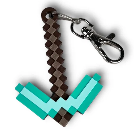 Keychain for Kids Pickaxe Diamond Pixels