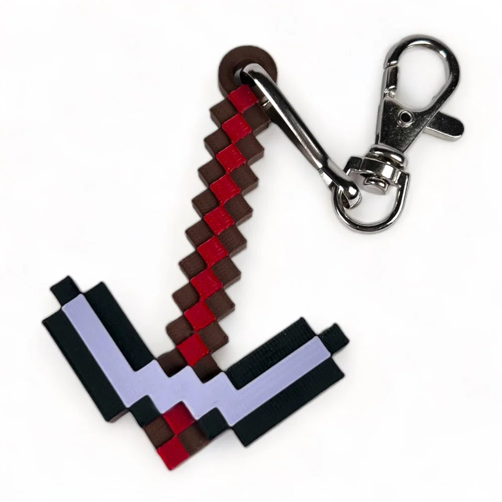 Children's Netherite Pickaxe 3D Pixel Keychain