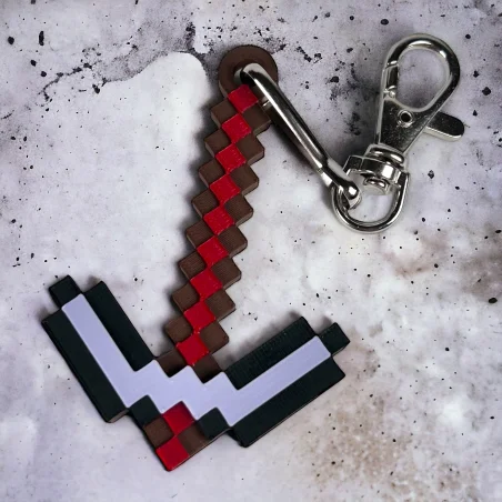 Brelok do kluczy dla dzieci Kilof Netherite 3D Pixele