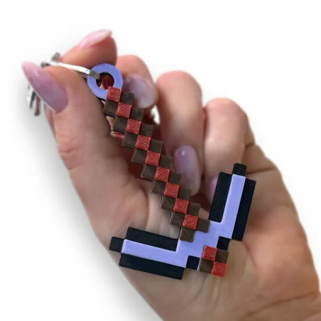 Children's Netherite Pickaxe 3D Pixel Keychain