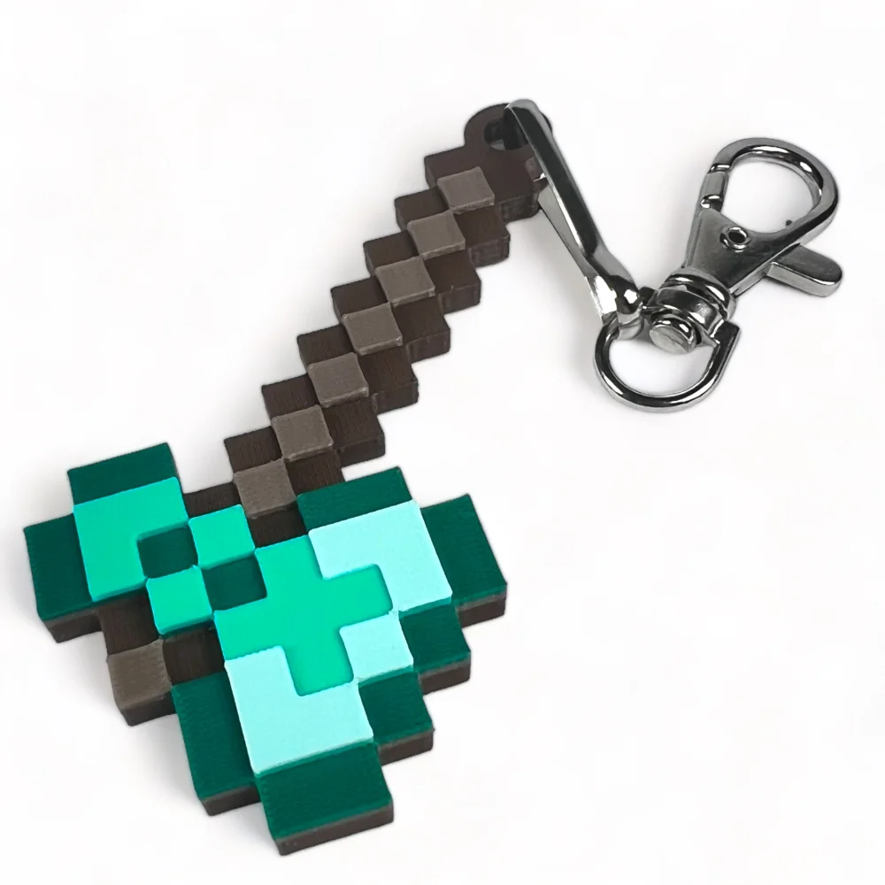 3D Axe Diamond Pixel Keychain for Kids
