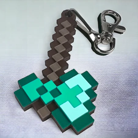 3D Axe Diamond Pixel Keychain for Kids