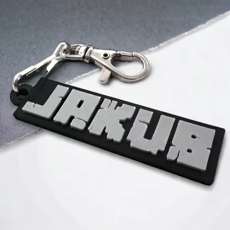 Keychain with Name in 3D Minecraft Style