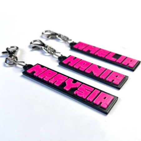 3D Minecraft-Style Name Keychain