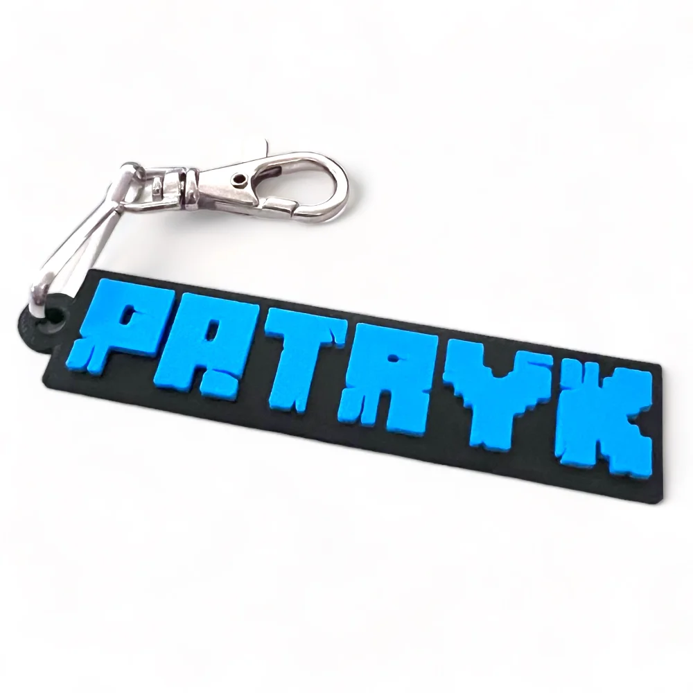 Keychain with Name in 3D Minecraft Style