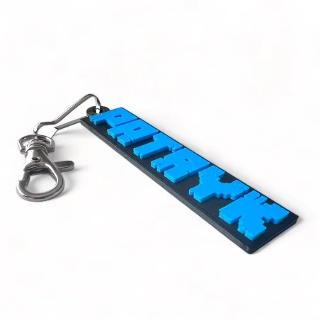 Keychain with Name in 3D Minecraft Style