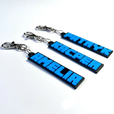 Keychain with Name in 3D Minecraft Style