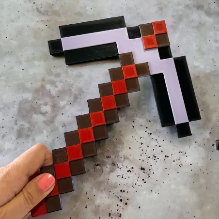 Naklejka na ścianę 3D pixele dekoracja dziecięcego pokoju Kilof Netherite