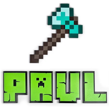 Naklejka na ścianę 3D dekoracja dziecięcego pokoju Siekierka Netherite