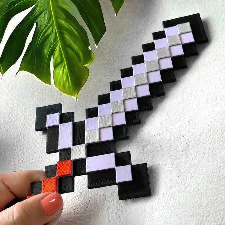 3D Wall Sticker Pixels - Netherite Sword Room Decoration
