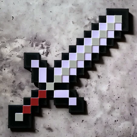 Naklejka na ścianę 3D Pixele dekoracja pokoju Miecz Netherite