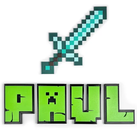 3D Wall Sticker Diamond Sword Pixels - decorations for your child's room