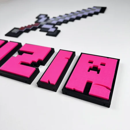 Letters L for wall/door in 3D Minecraft style